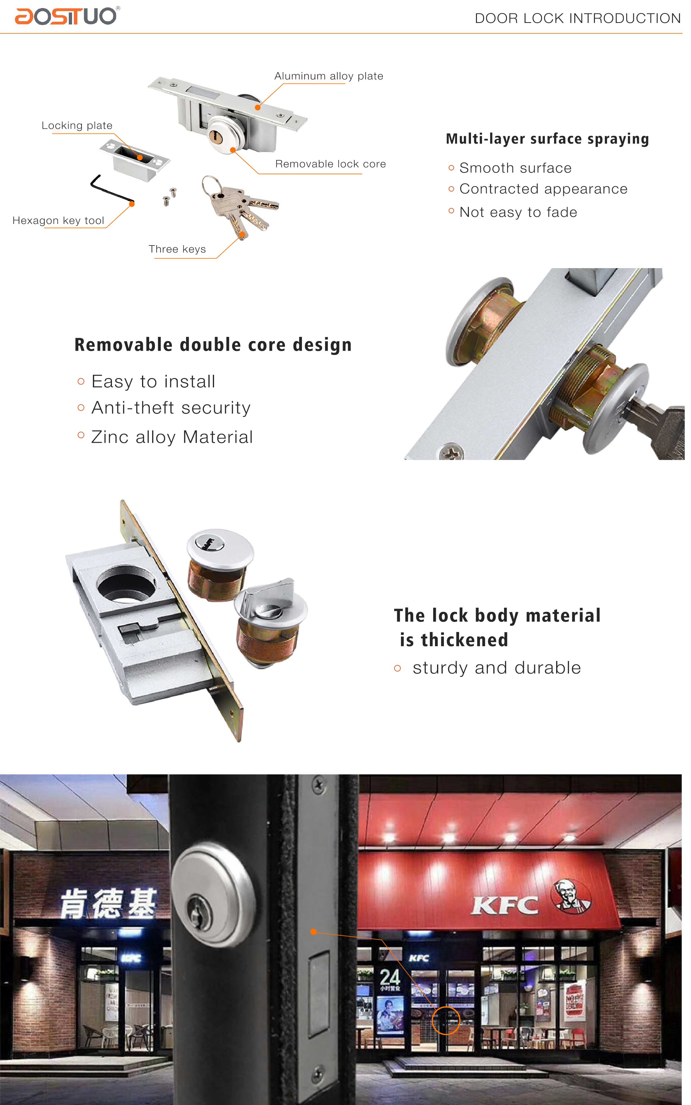 Aluminum door lock product introduction