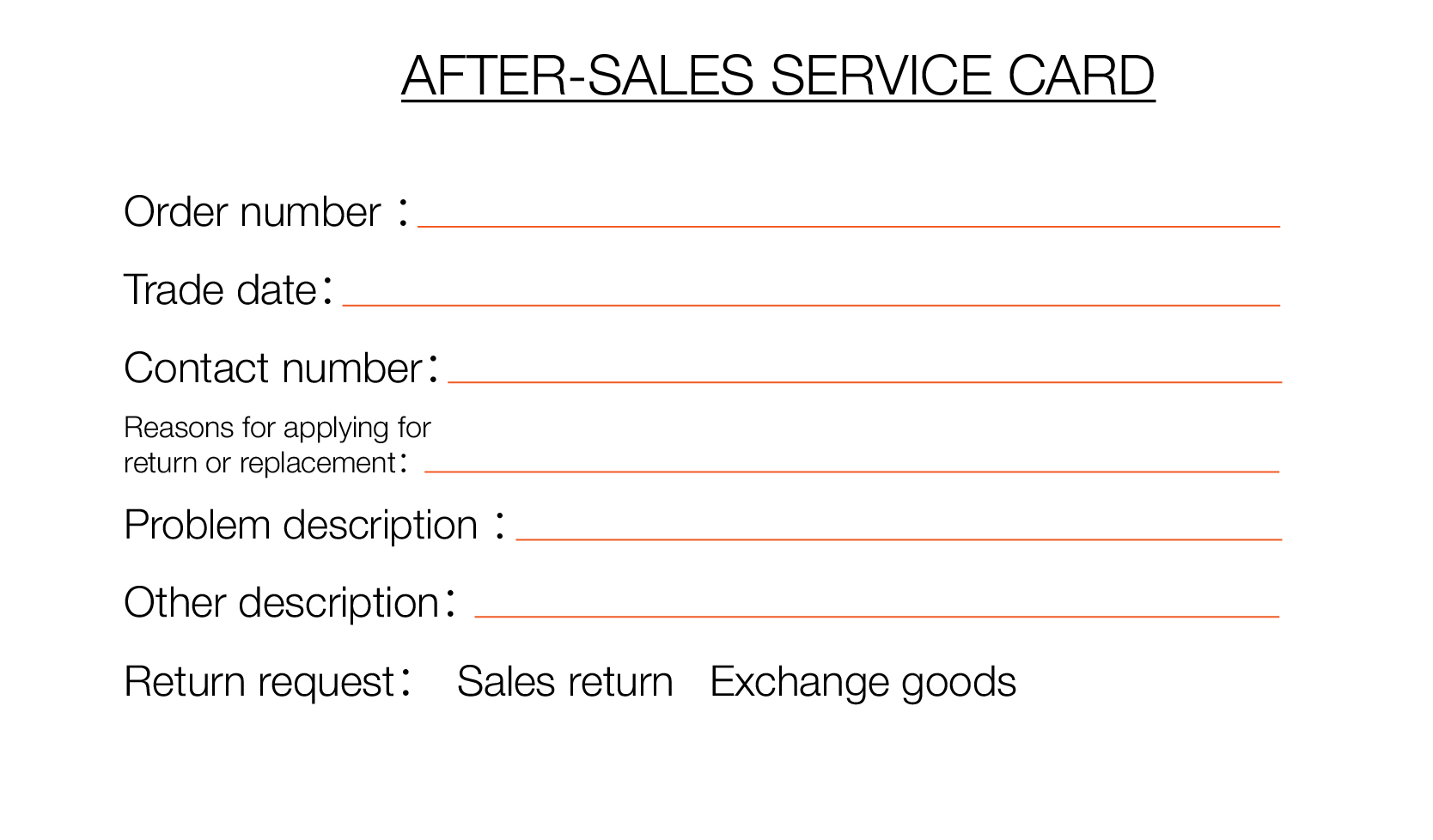 After-Sales service card